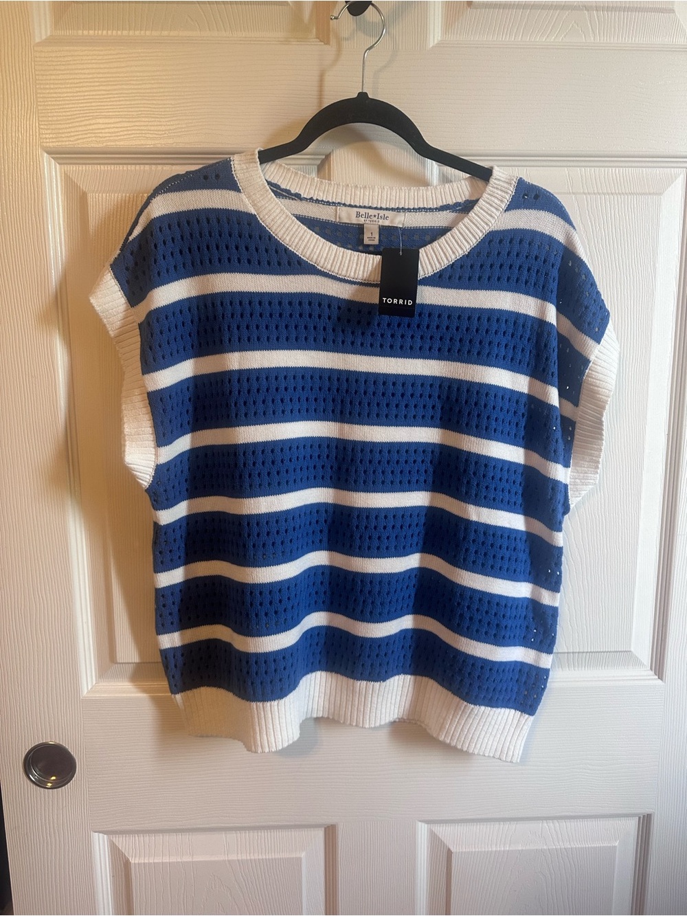 torrid Blue and White Striped Knit Top